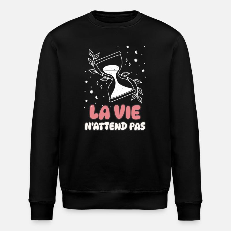 Das Leben wartet nicht - Stanley/Stella Unisex Bio-Sweatshirt ROLLER - Schwarz