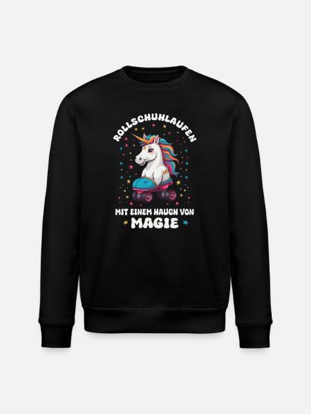 Einhorn Rollschuhlaufen - Stanley/Stella Unisex Bio-Sweatshirt ROLLER - Schwarz