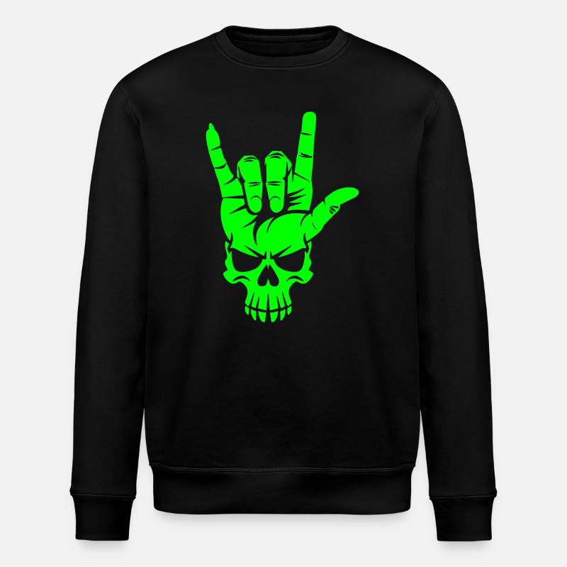 Rock 'n' Roll Skull Hand Gesture - Stanley/Stella ROLLER Unisex Organic Sweatshirt - black