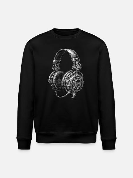 Steampunk Headphones Sketch - Stanley/Stella ROLLER Unisex Organic Sweatshirt - black