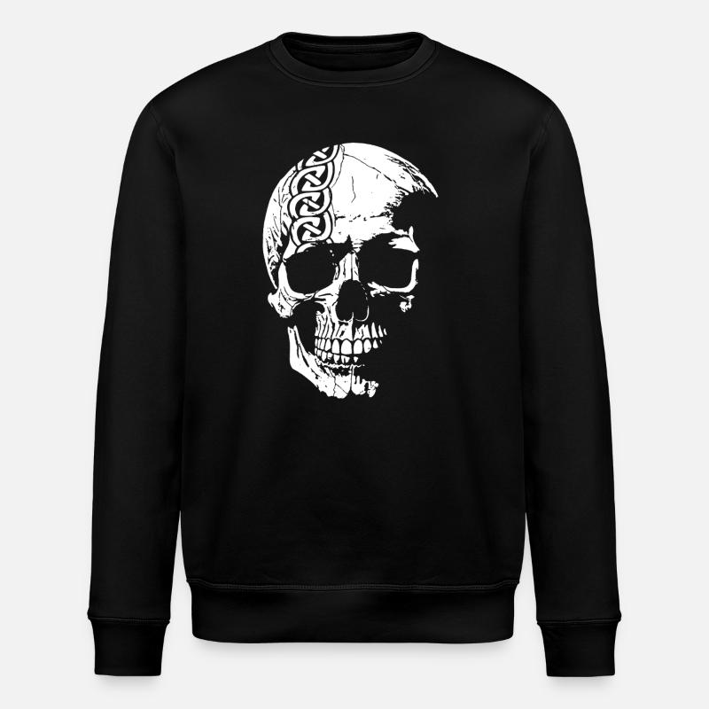 Schädel mit keltischem Knoten - Stanley/Stella Unisex Bio-Sweatshirt ROLLER - Schwarz