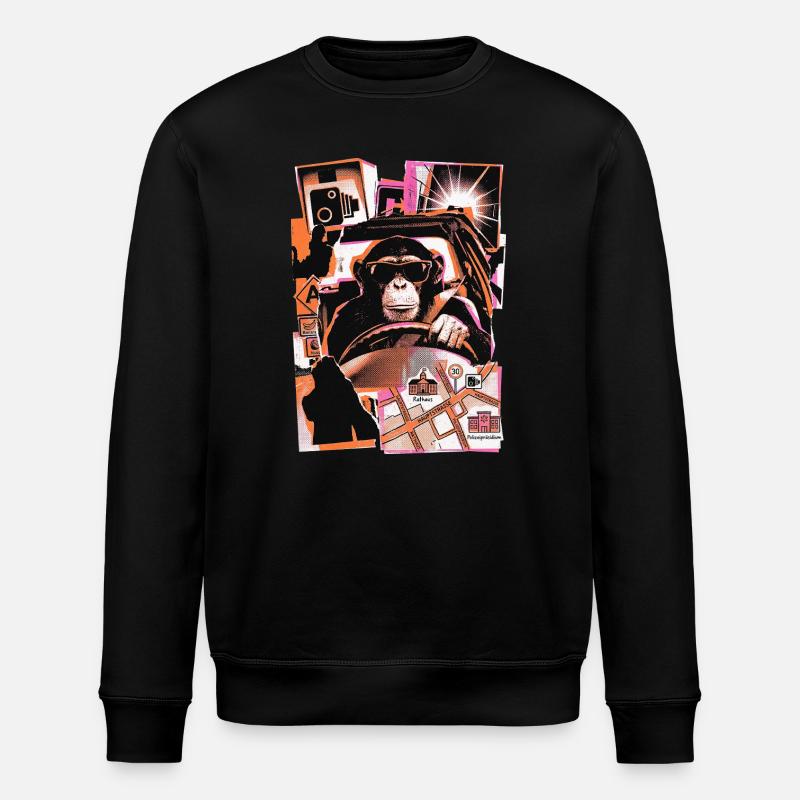 Affe Autofahrer Blitzer - Stanley/Stella Unisex Bio-Sweatshirt ROLLER - Schwarz