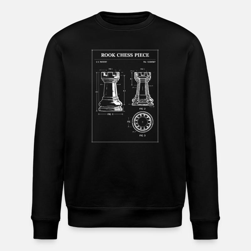 Rook Blueprint Chess Icon - Stanley/Stella ROLLER Unisex Organic Sweatshirt - black