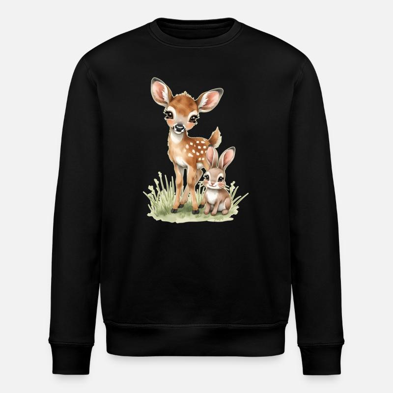 🦌🐰Faon et Tender Bunny – Illustration - Sweat bio ROLLER Stanley/Stella Unisexe - noir