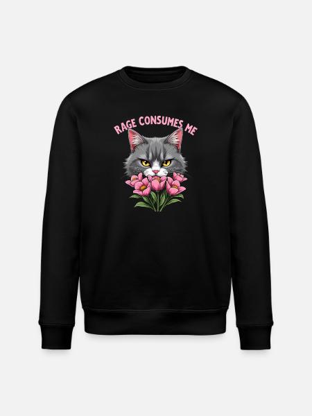 Rage Consumes Me Funny Catflower - Stanley/Stella ROLLER Unisex Organic Sweatshirt - black