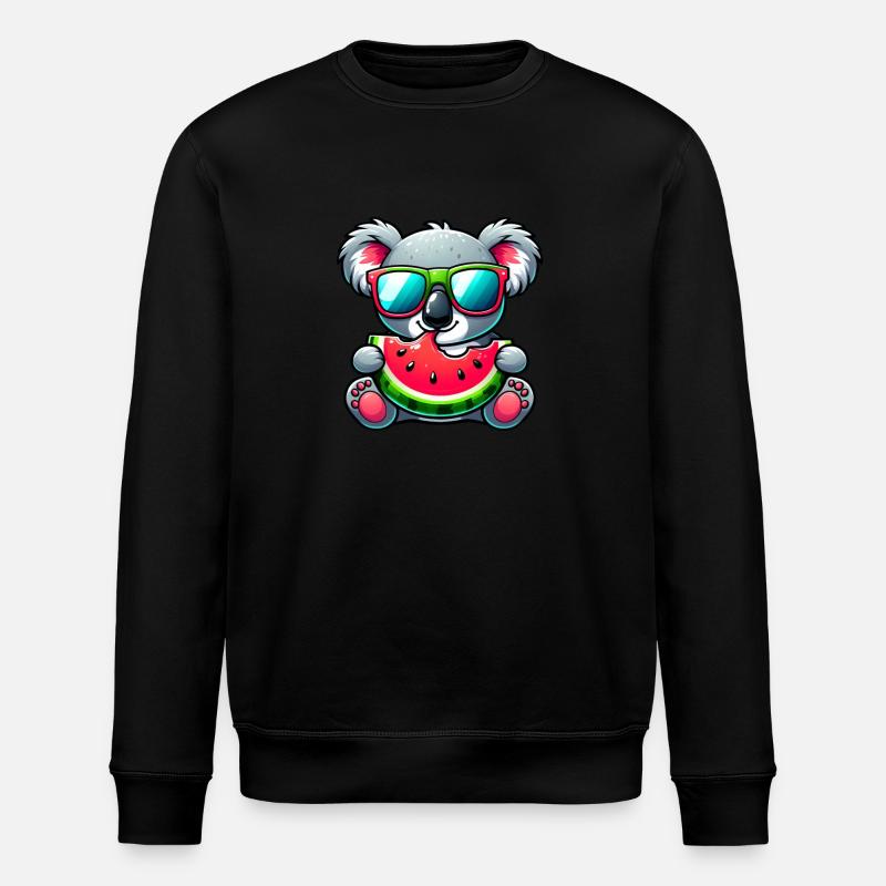 Motif d’été de pastèque Koala - Sweat bio ROLLER Stanley/Stella Unisexe - noir