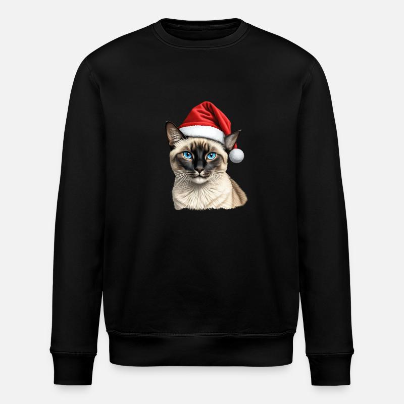 Siamesische Weihnachtskatze - Stanley/Stella Unisex Bio-Sweatshirt ROLLER - Schwarz