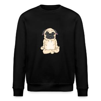 Französische Bulldogge Yoga & Meditation - Stanley/Stella Unisex Bio-Sweatshirt ROLLER - Schwarz - Vorne - Nik (191cm)