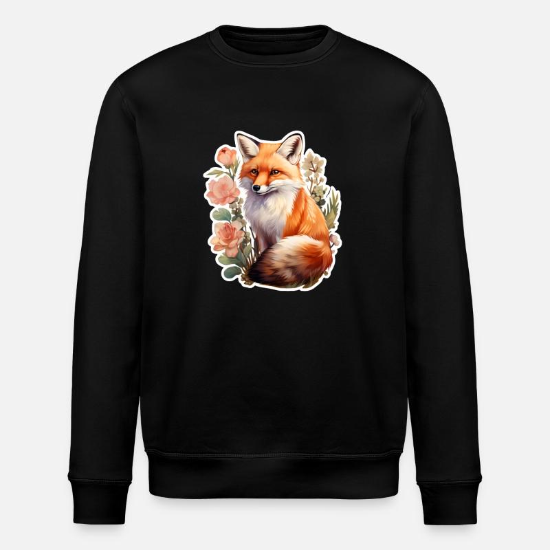 Renard parmi les fleurs - Sweat bio ROLLER Stanley/Stella Unisexe - noir