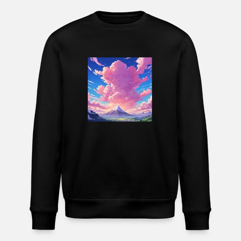 Anime rosa Wolken - Stanley/Stella Unisex Bio-Sweatshirt ROLLER - Schwarz