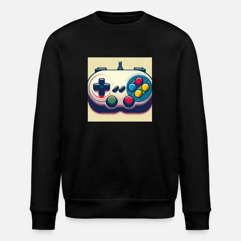 Retro Gamepad in Risograph - Stanley/Stella ROLLER Unisex Organic Sweatshirt - black