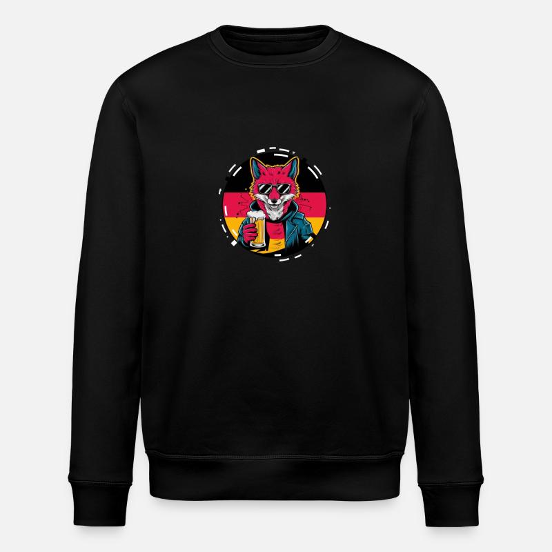 Fox Beer Gift - Stanley/Stella ROLLER Unisex Organic Sweatshirt - black