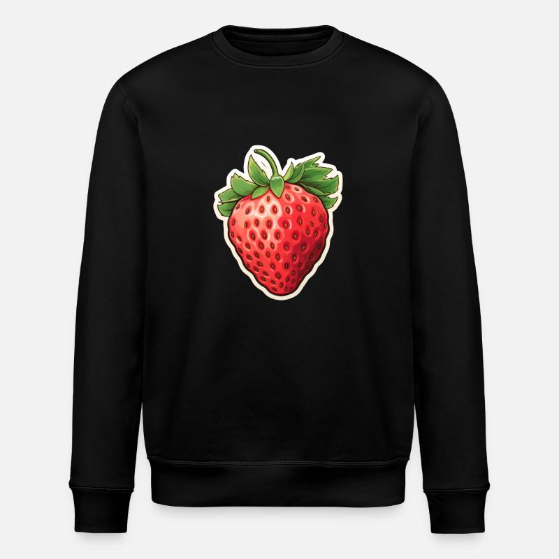 Strawberry Single Fruit - Stanley/Stella ROLLER Unisex Organic Sweatshirt - black