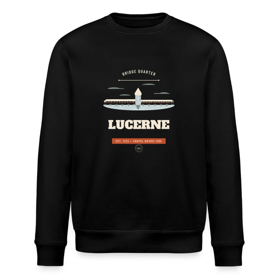 Lucerne-märke på en stanley/stella roller unisex organic sweatshirt, black