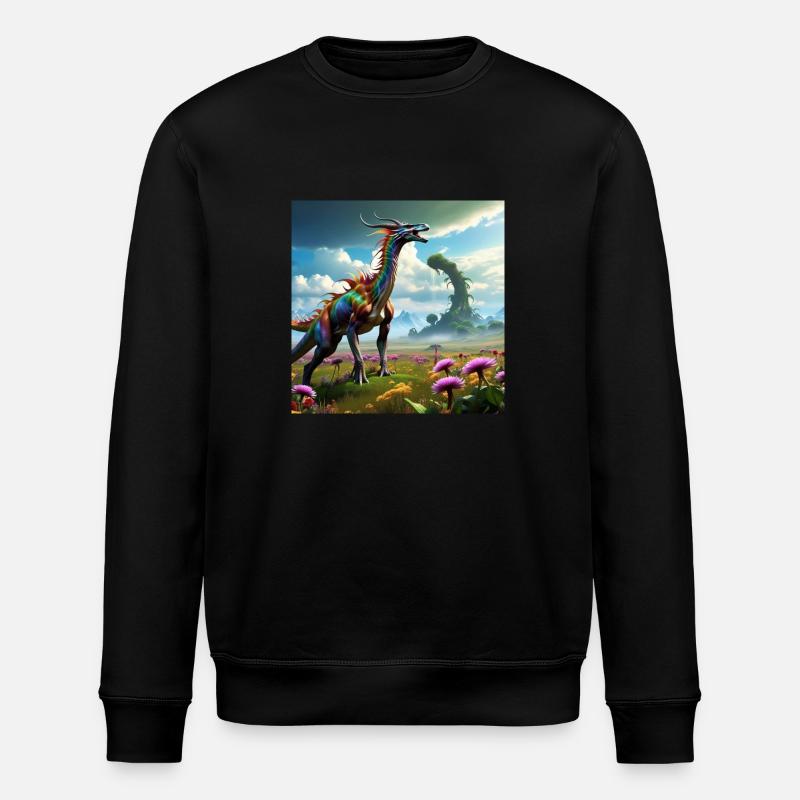 bunter drache,landschaft,blumenwiese,fantasy - Stanley/Stella Unisex Bio-Sweatshirt ROLLER - Schwarz