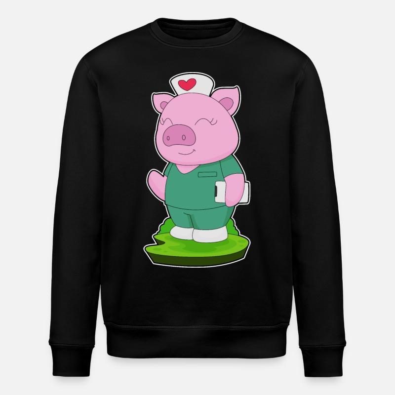 Pig Nurse Notepad - Stanley/Stella ROLLER Unisex Organic Sweatshirt - black