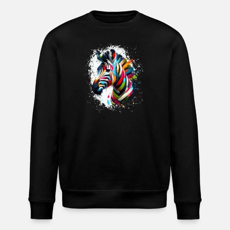 Buntes Zebra Kunstwerk Zebras - Stanley/Stella Unisex Bio-Sweatshirt ROLLER - Schwarz