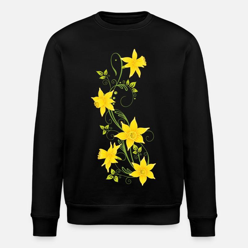 Pâques, jonquilles, jonquilles, printemps - Sweat bio ROLLER Stanley/Stella Unisexe - noir
