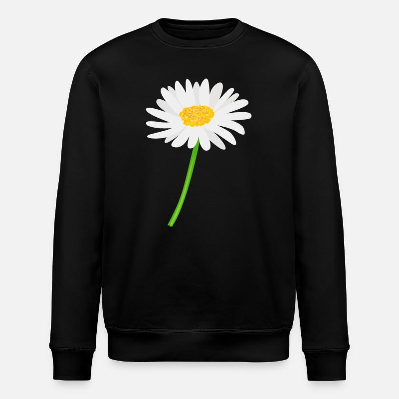 Marguerite fleur avec tige - Sweat bio ROLLER Stanley/Stella Unisexe - noir