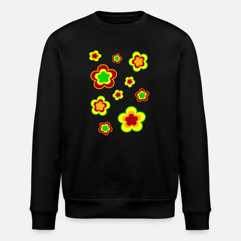 70s Flower Pattern - Stanley/Stella ROLLER Unisex Organic Sweatshirt - black