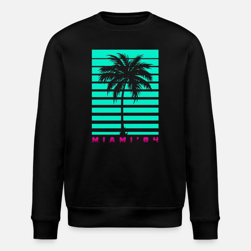 Miami Palm Tree Retro - Stanley/Stella Unisex Bio-Sweatshirt ROLLER - Schwarz