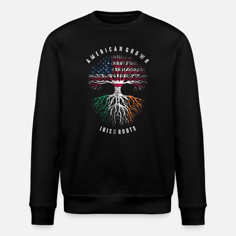 American Irish Roots Skull - Stanley/Stella Unisex Bio-Sweatshirt ROLLER - Schwarz