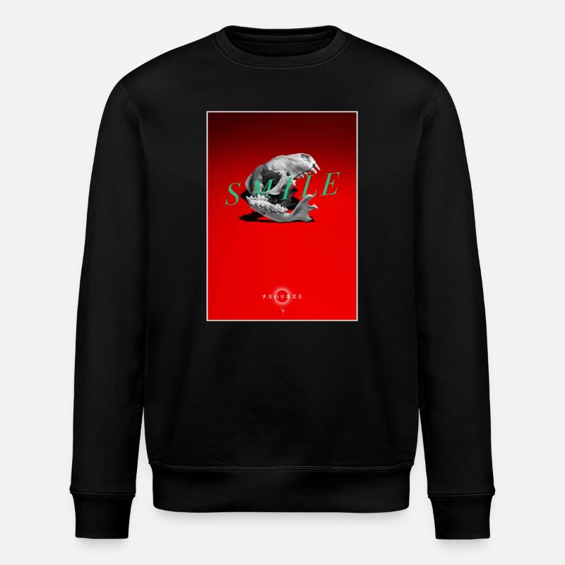 Rotes Schädel Smile Kunstprint - Stanley/Stella Unisex Bio-Sweatshirt ROLLER - Schwarz