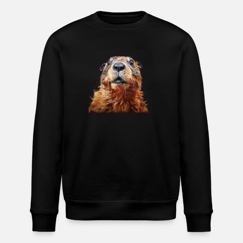 Murmeltier schaut erschreckt - Stanley/Stella Unisex Bio-Sweatshirt ROLLER - Schwarz