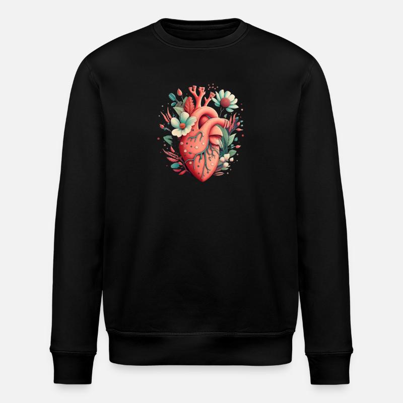 Coeur Bloom Botanique - Sweat bio ROLLER Stanley/Stella Unisexe - noir