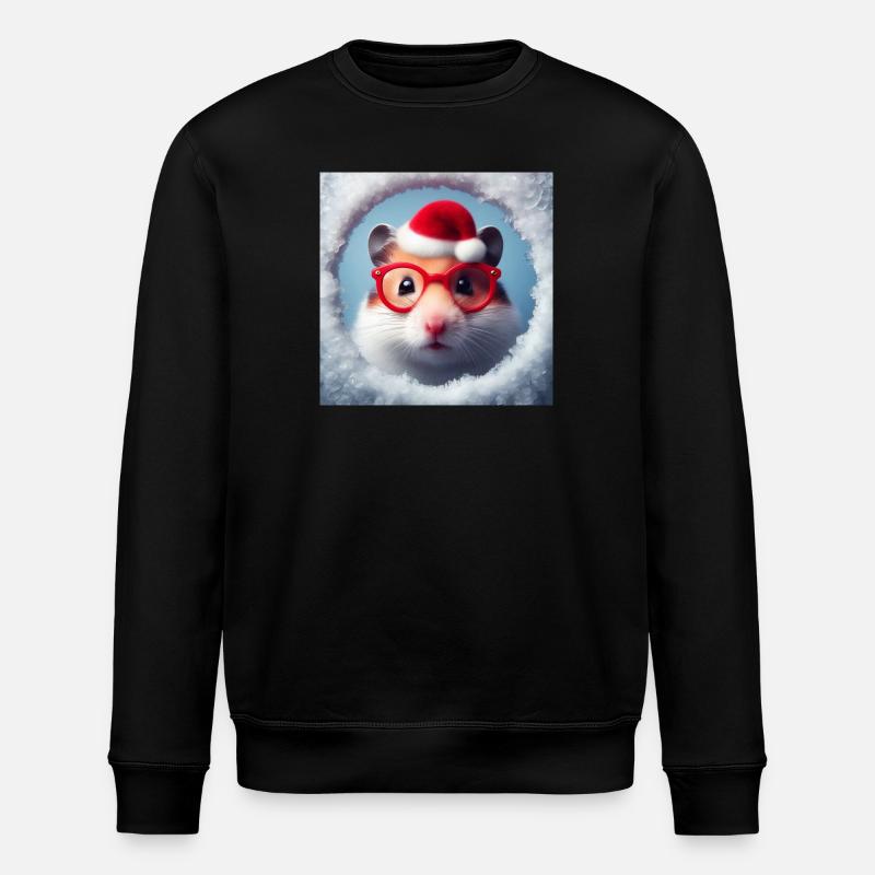 Hamster als Weihnachtsmann - Stanley/Stella Unisex Bio-Sweatshirt ROLLER - Schwarz