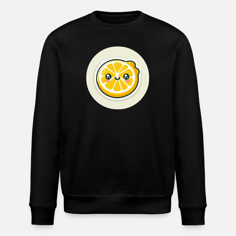 Gelbe Zitronenscheibe mit Gesicht - Stanley/Stella Unisex Bio-Sweatshirt ROLLER - Schwarz