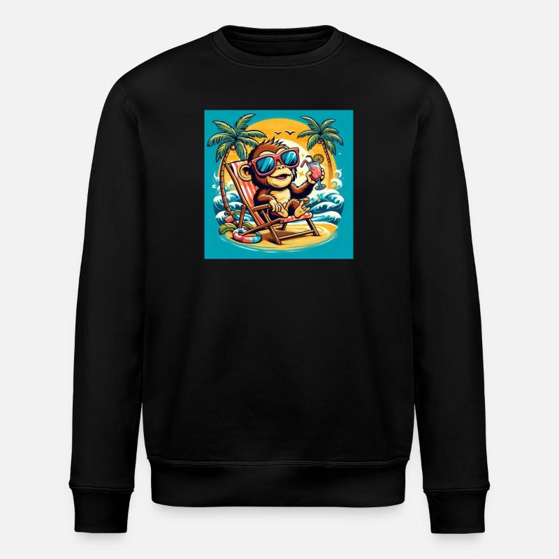 Monkey on the beach - Stanley/Stella ROLLER Unisex Organic Sweatshirt - black