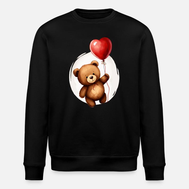 Bär mit Ballon - Stanley/Stella Unisex Bio-Sweatshirt ROLLER - Schwarz
