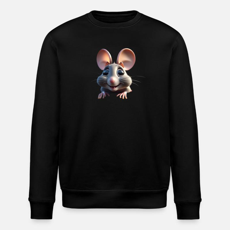 Whimsical Mouse Cheer - Stanley/Stella ROLLER Unisex Organic Sweatshirt - black