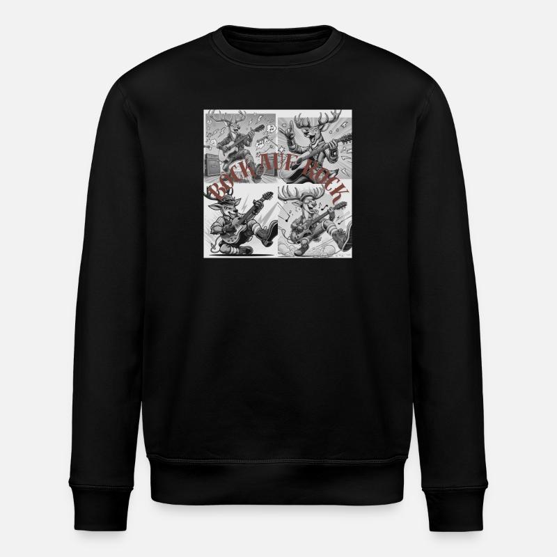 Rockender Hirsch Illustration - Stanley/Stella Unisex Bio-Sweatshirt ROLLER - Schwarz