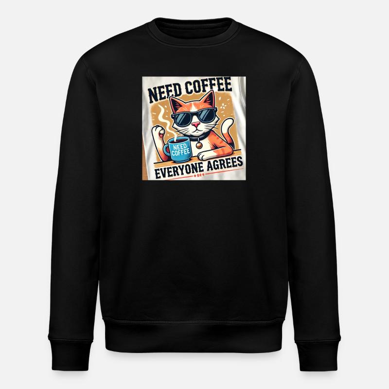 Chat café - Sweat bio ROLLER Stanley/Stella Unisexe - noir