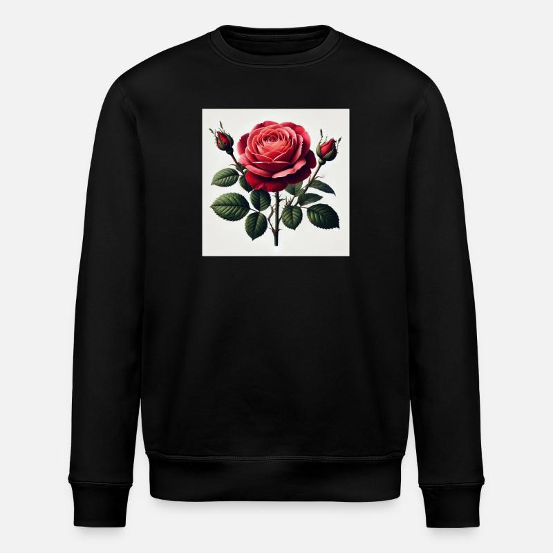 Schöne rote Rose - Stanley/Stella Unisex Bio-Sweatshirt ROLLER - Schwarz