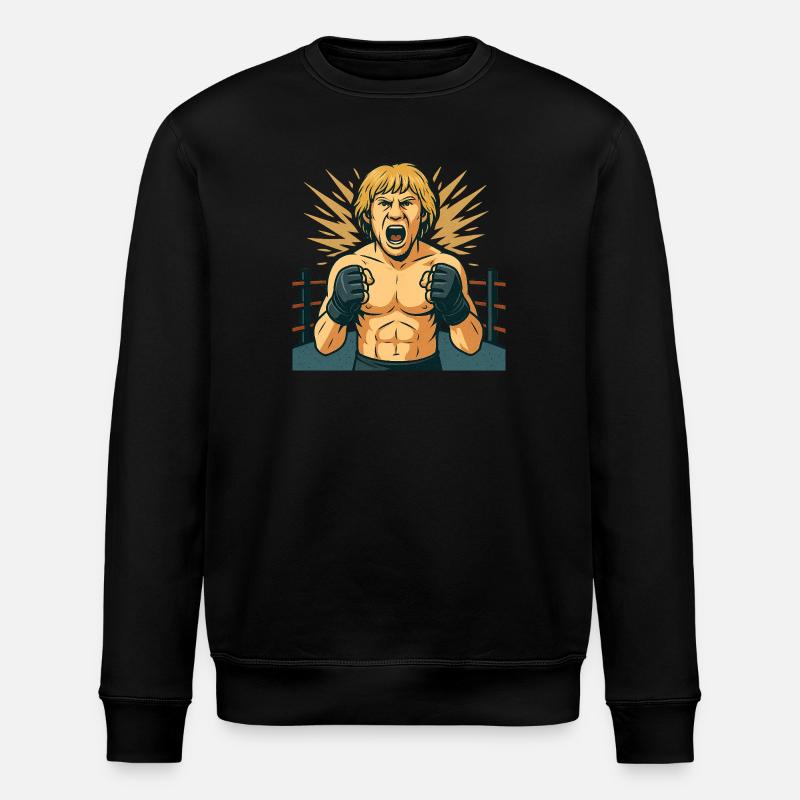 Combative boxing hero comic style - Stanley/Stella ROLLER Unisex Organic Sweatshirt - black