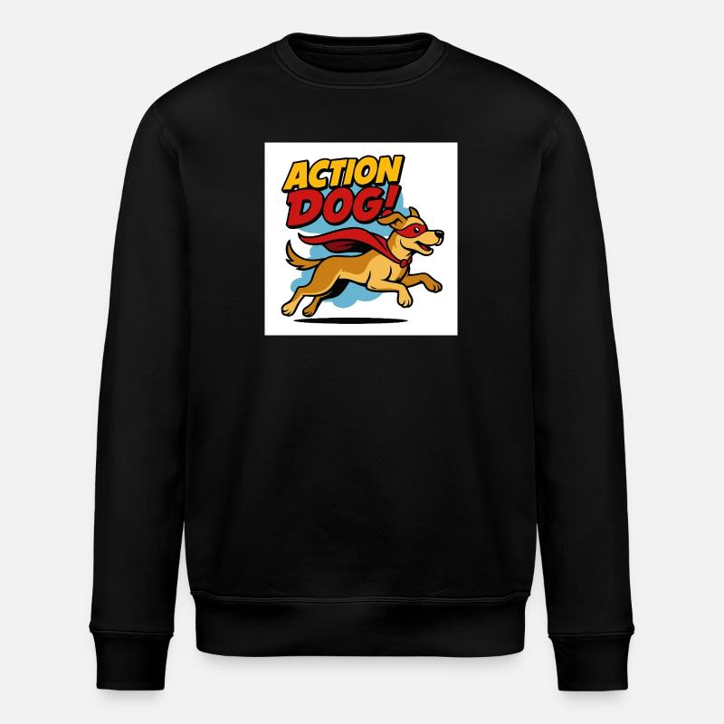 Action Hund Superheld - Stanley/Stella Unisex Bio-Sweatshirt ROLLER - Schwarz