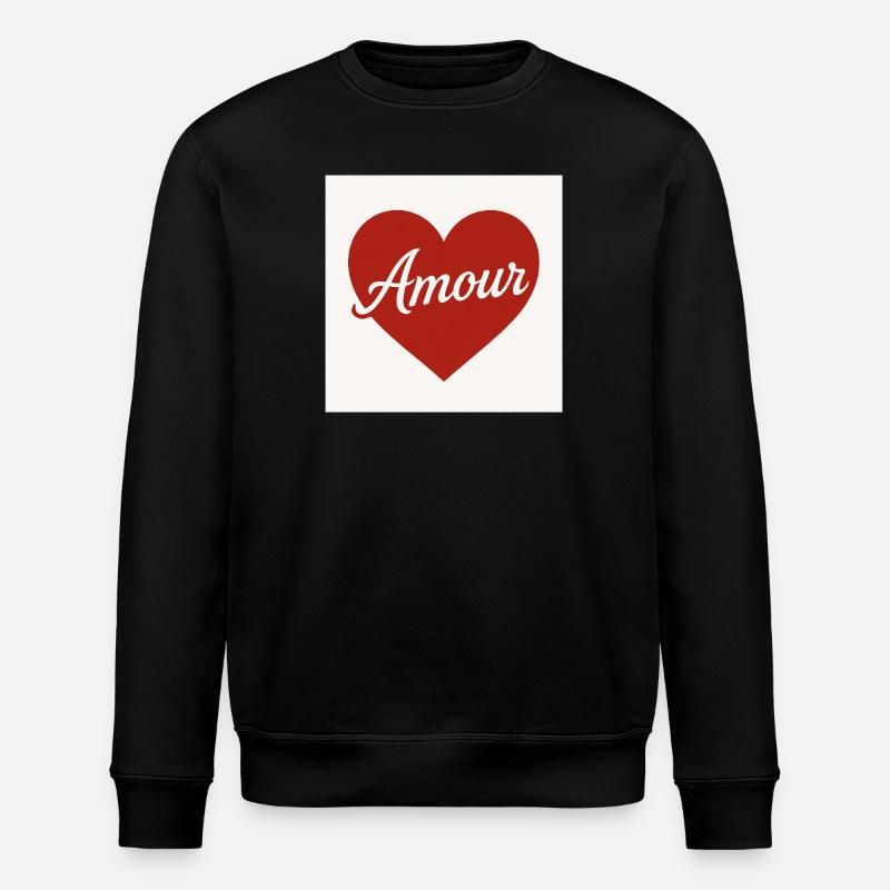 Liebevolle Herzform mit Amour-Text - Stanley/Stella Unisex Bio-Sweatshirt ROLLER - Schwarz