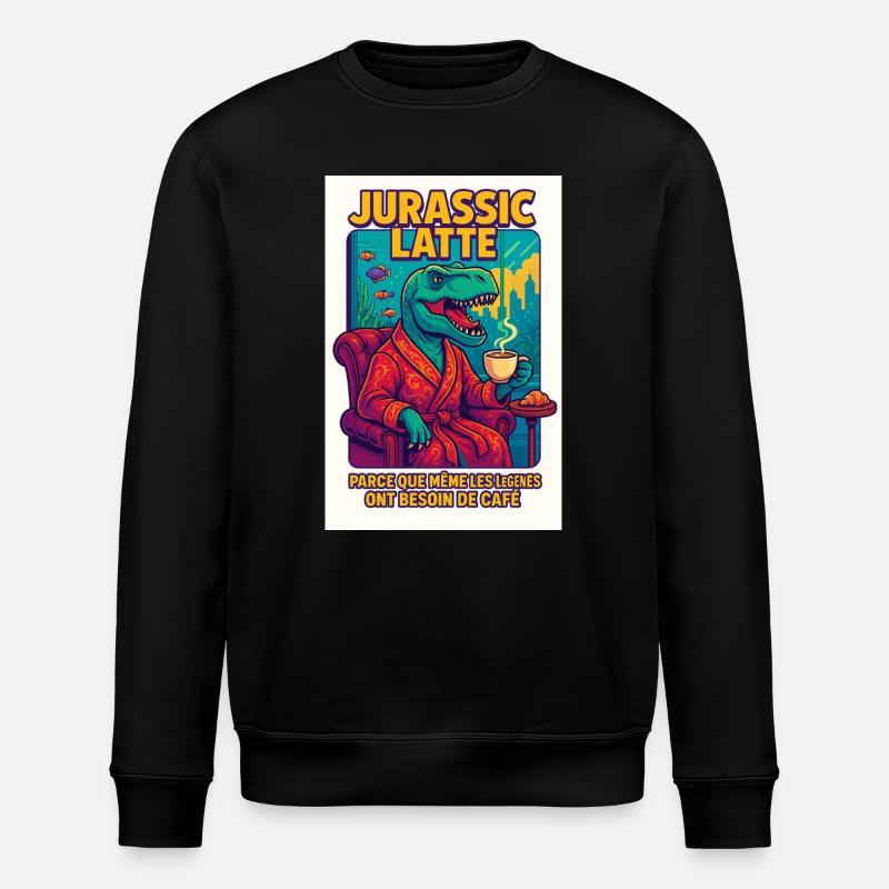T-Rex Latte - Le café des légendes - Sweat bio ROLLER Stanley/Stella Unisexe - noir