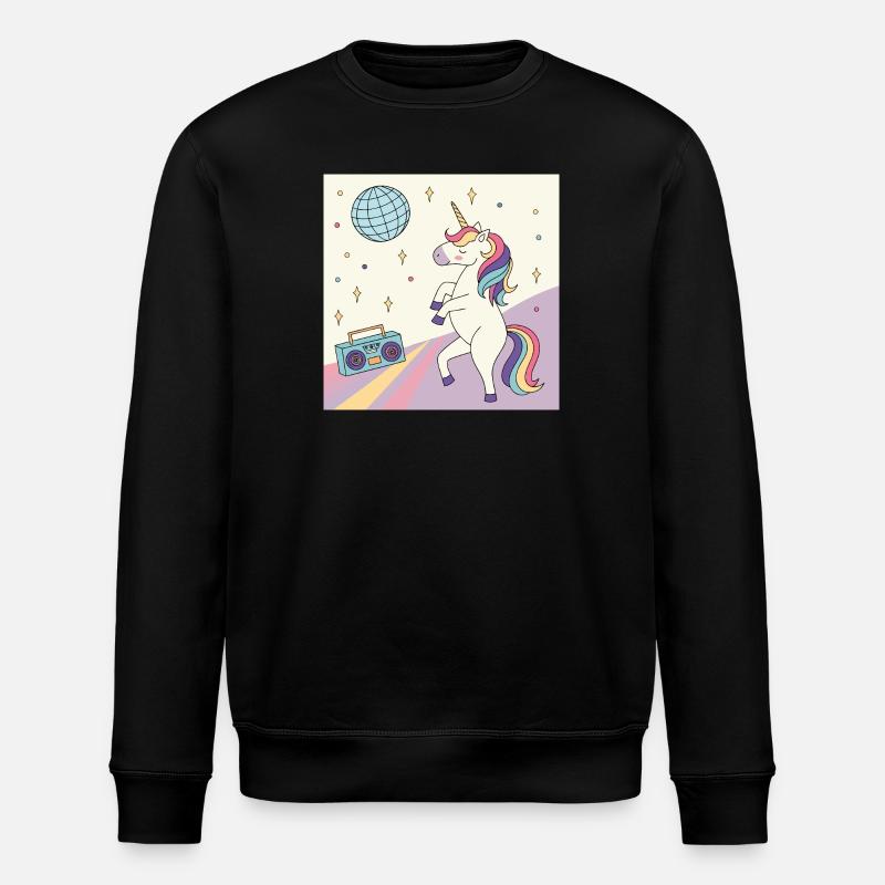 Einhorn Party Disco - Stanley/Stella Unisex Bio-Sweatshirt ROLLER - Schwarz