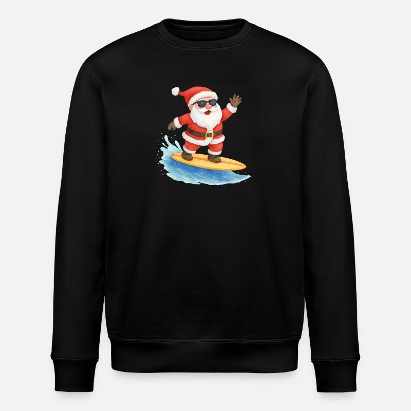 Cool Santa Surfer Christmas Design - Stanley/Stella Unisex Bio-Sweatshirt ROLLER - Schwarz