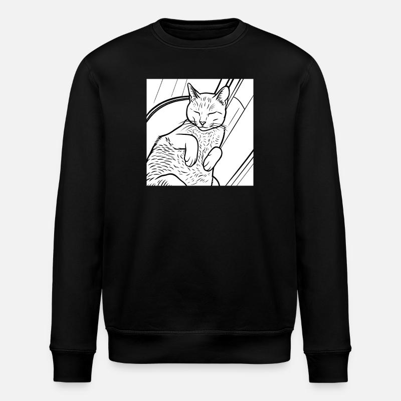 Sleeping Cat Line Art - Stanley/Stella ROLLER Unisex Organic Sweatshirt - black