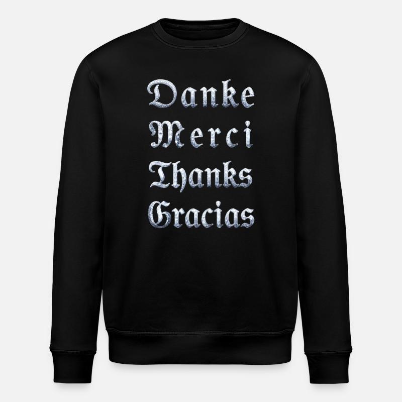 Multilinguale Dankesbotschaft Eiskristall - Stanley/Stella Unisex Bio-Sweatshirt ROLLER - Schwarz