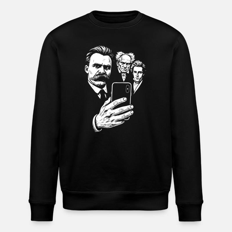 Nietzsche-Selfie mit Schopenhauer und Kierkegaard - Stanley/Stella Unisex Bio-Sweatshirt ROLLER - Schwarz