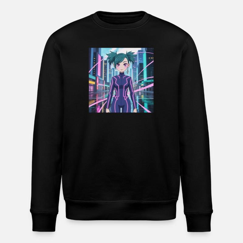 Neon Cybersuit Lichtlinien - Stanley/Stella Unisex Bio-Sweatshirt ROLLER - Schwarz