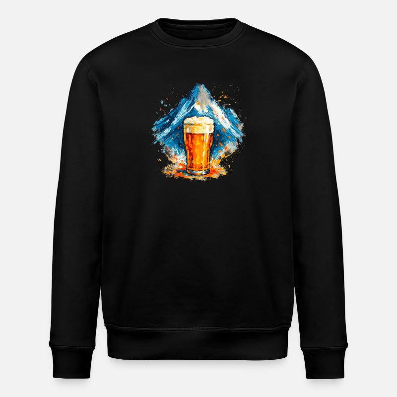 Bier im Berggipfel Aquarell - Stanley/Stella Unisex Bio-Sweatshirt ROLLER - Schwarz