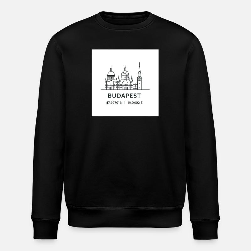 Budapest Line Art Silhouette Landmark - Stanley/Stella ROLLER Unisex Organic Sweatshirt - black