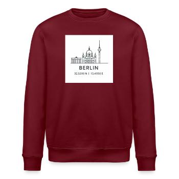 Berlin Linienkunst Silhouette Wahrzeichen - Stanley/Stella Unisex Bio-Sweatshirt ROLLER - Burgunderrot - Vorne - Nik (191cm)